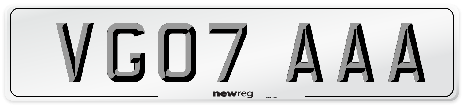 VG07 AAA Number Plate from New Reg